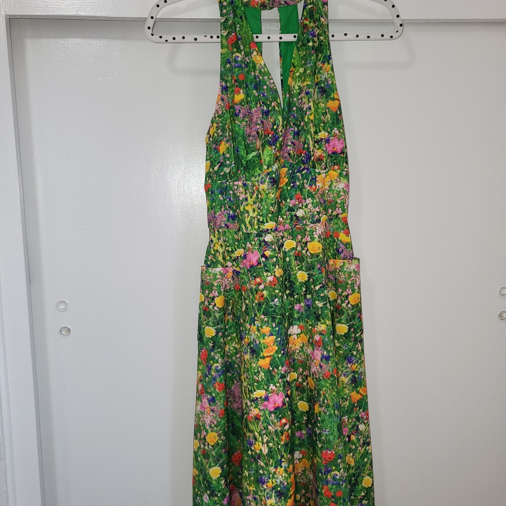Floral Green Sleeveless Dress